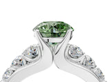 White gold Fancy Green Round  Brilliant Solitaire with Side Stones on a Pave Band and Four-Prong Setting_64