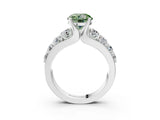 White gold Fancy Green Round  Brilliant Solitaire with Side Stones on a Pave Band and Four-Prong Setting_75