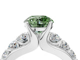 White gold Fancy Green Round  Brilliant Solitaire with Side Stones on a Pave Band and Four-Prong Setting_76