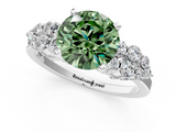 White gold Fancy Green Round  Cluster Diamond Engagement Ring with Pavé Band and Four-Prong Setting_50