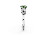 White gold Fancy Green Round  Cluster Diamond Engagement Ring with Pavé Band and Four-Prong Setting_51