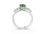 White gold Fancy Green Round  Cluster Diamond Engagement Ring with Pavé Band and Four-Prong Setting_52