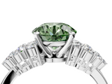 White gold Fancy Green Round  Cluster Diamond Engagement Ring with Pavé Band and Four-Prong Setting_53