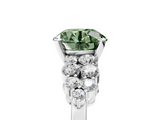 White gold Fancy Green Round  Cluster Diamond Engagement Ring with Pavé Band and Four-Prong Setting_54