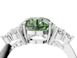 White gold Fancy Green Round Cut Brilliant Diamond Cluster Accent Solitaire Ring with Prong Setting_16