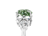White gold Fancy Green Round Cut Brilliant Diamond Cluster Accent Solitaire Ring with Prong Setting_17