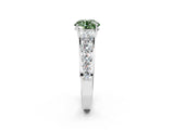 White gold Fancy Green Round Cut Brilliant Diamond Pavé Band with Six-Prong Setting_14