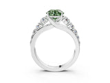 White gold Fancy Green Round Cut Brilliant Diamond Pavé Band with Six-Prong Setting_15