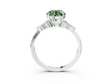 White gold Fancy Green Round Cut Brilliant Diamond Solitaire Ring with Pear Side Stones and Four-Prong Setting_21