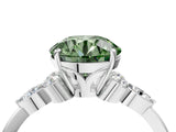 White gold Fancy Green Round Cut Brilliant Diamond Solitaire Ring with Pear Side Stones and Four-Prong Setting_22