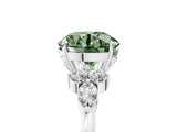 White gold Fancy Green Round Cut Brilliant Diamond Solitaire Ring with Pear Side Stones and Four-Prong Setting_23