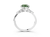 White gold Fancy Green Round Cut Brilliant Diamond Solitaire Ring with Pear Side Stones and Four-Prong Setting_31