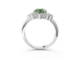 White gold Fancy Green Round Cut Brilliant Diamond with Cluster Setting on a Beaded Band and Four-Prong Setting_15
