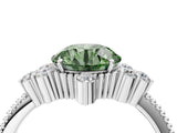 White gold Fancy Green Round Cut Brilliant Diamond with Cluster Setting on a Beaded Band and Four-Prong Setting_16