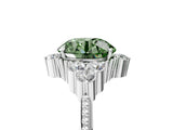 White gold Fancy Green Round Cut Brilliant Diamond with Cluster Setting on a Beaded Band and Four-Prong Setting_17