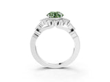 White gold Fancy Green Round Cut Brilliant Milgrain Pave Heart Band Solitaire Ring_3