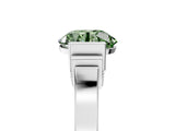 White gold Fancy Green Round Cut Brilliant Solitaire Diamond Ring with Channel Set Band and Bar Prong Setting_5
