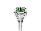 White gold Fancy Green Round Cut Brilliant Three-Stone Diamond Ring with Pavé Band and Four-Prong Setting_32