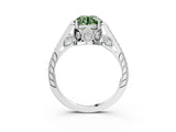 White gold Fancy Green Round  Cut Cathedral Pave Diamond Engagement Ring with Six-Prong Setting_35
