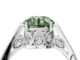 White gold Fancy Green Round  Cut Cathedral Pave Diamond Engagement Ring with Six-Prong Setting_36