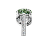 White gold Fancy Green Round  Cut Cathedral Pave Diamond Engagement Ring with Six-Prong Setting_37
