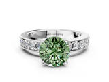 White gold Fancy Green Round  Cut Channel Set Diamond Engagement Ring with Four-Prong Setting_235