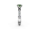 White gold Fancy Green Round  Cut Channel Set Diamond Engagement Ring with Four-Prong Setting_235