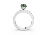 White gold Fancy Green Round  Cut Channel Set Diamond Engagement Ring with Four-Prong Setting_238