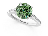 White gold Fancy Green Round  Cut Channel Set Solitaire Engagement Ring with Four-Prong Setting_229