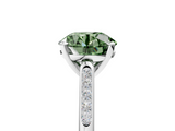 White gold Fancy Green Round  Cut Channel Set Solitaire Engagement Ring with Four-Prong Setting_233