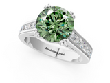 White gold Fancy Green Round  Cut Channel Set Solitaire Engagement Ring with Prong Setting_21
