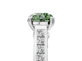 White gold Fancy Green Round  Cut Channel Set Solitaire Engagement Ring with Prong Setting_25