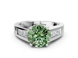 White gold Fancy Green Round Cut Cut Channel Set Solitaire Ring with Four-Prong Setting_12