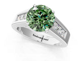 White gold Fancy Green Round Cut Cut Channel Set Solitaire Ring with Four-Prong Setting_13
