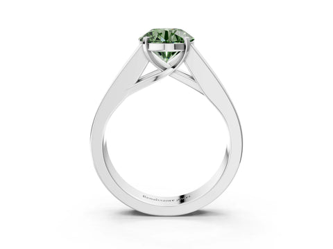 White gold Fancy Green Round Cut Cut Channel Set Solitaire Ring with Four-Prong Setting_15