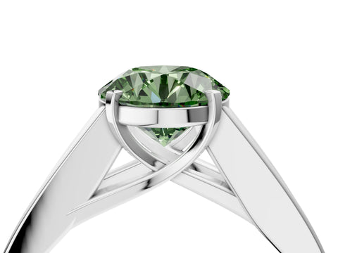 White gold Fancy Green Round Cut Cut Channel Set Solitaire Ring with Four-Prong Setting_16