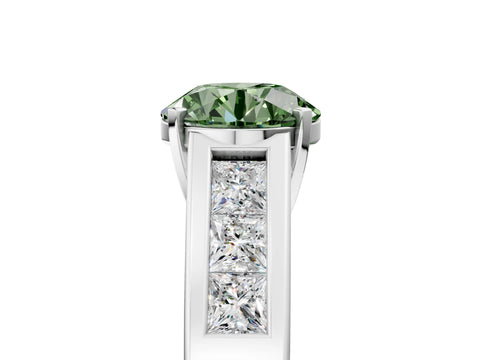 White gold Fancy Green Round Cut Cut Channel Set Solitaire Ring with Four-Prong Setting_17