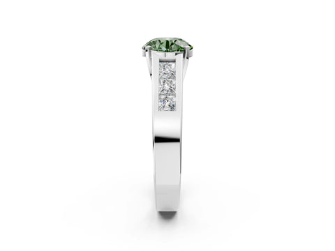 White gold Fancy Green Round Cut Cut Channel Set Solitaire Ring with Four-Prong Setting_2