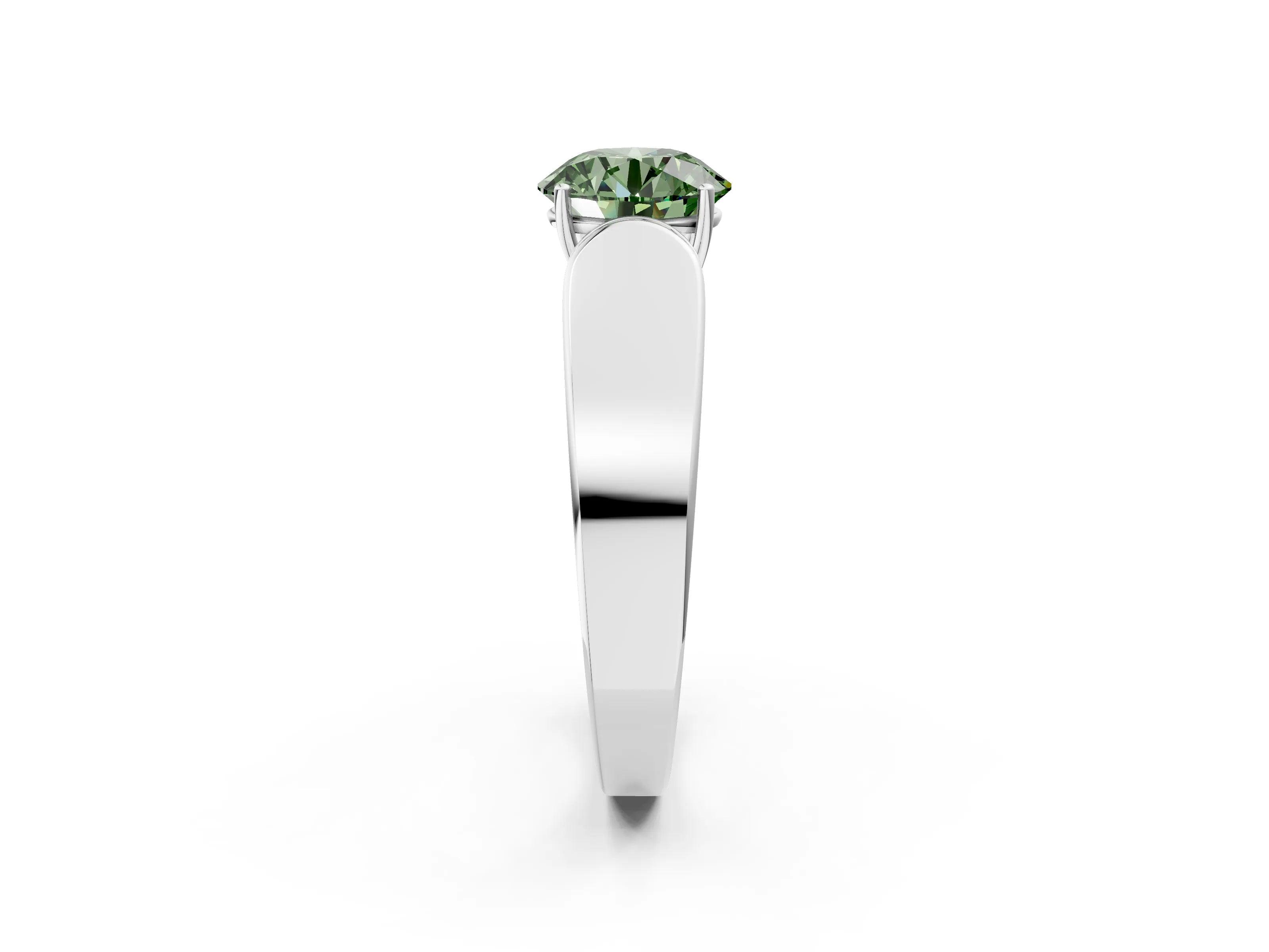 White gold Fancy Green Round Cut Cut Diamond Channel Set Solitaire Ring with Four-Prong Setting_26