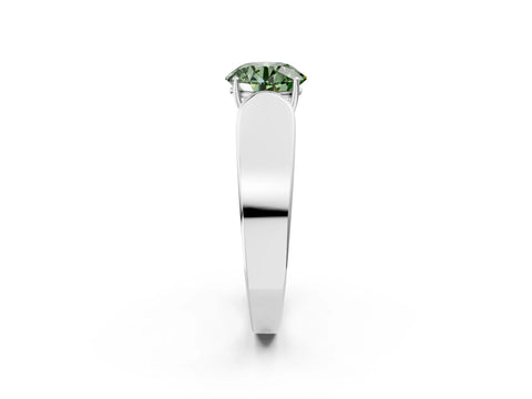 White gold Fancy Green Round Cut Cut Diamond Channel Set Solitaire Ring with Four-Prong Setting_2