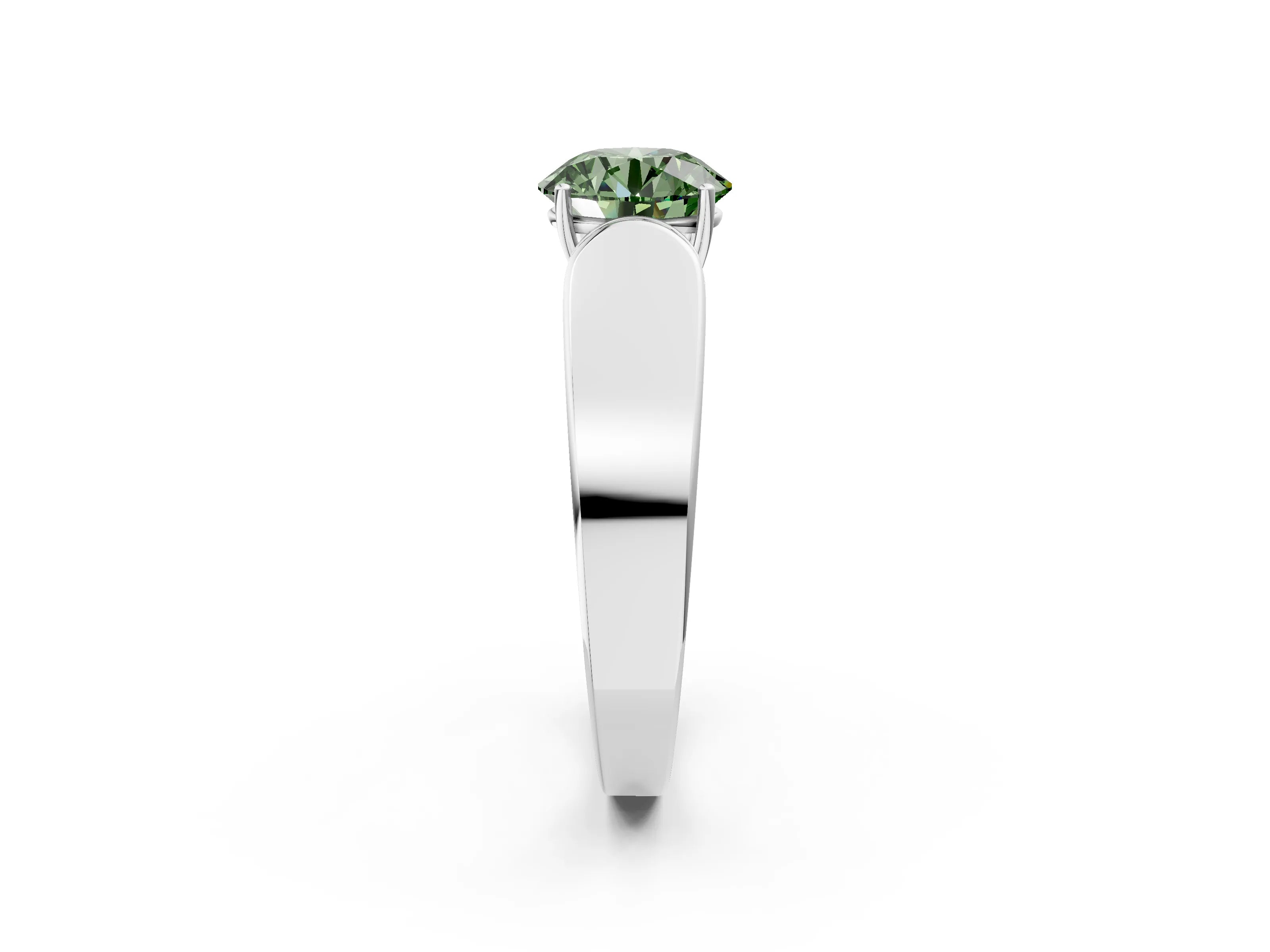 White gold Fancy Green Round Cut Cut Diamond Channel Set Solitaire Ring with Four-Prong Setting_85
