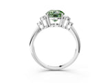 White gold Fancy Green Round Cut Cut Diamond Cluster Ring with Solitaire Band and Four-Prong Setting_27