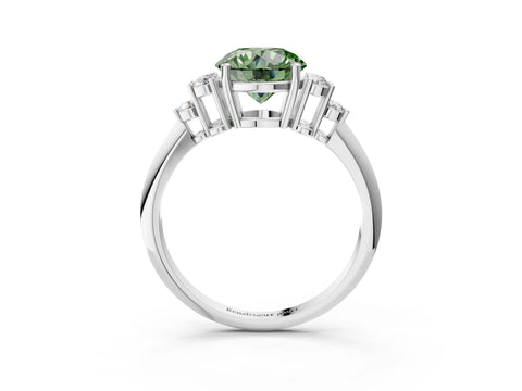 White gold Fancy Green Round Cut Cut Diamond Cluster Ring with Solitaire Band and Four-Prong Setting_27