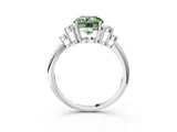 White gold Fancy Green Round Cut Cut Diamond Cluster Ring with Solitaire Band and Four-Prong Setting_51