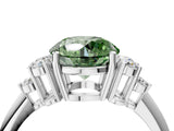 White gold Fancy Green Round Cut Cut Diamond Cluster Ring with Solitaire Band and Four-Prong Setting_52