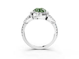 White gold Fancy Green Round Cut Cut Diamond Halo Engagement Ring with Open Split Pavé Band_3