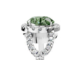 White gold Fancy Green Round Cut Cut Diamond Halo Engagement Ring with Open Split Pavé Band_5