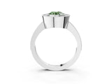 White gold Fancy Green Round Cut-Cut Diamond Halo Engagement Ring with Pave Band and Prong Setting_3