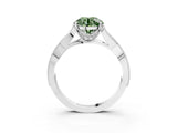 White gold Fancy Green Round Cut Cut Diamond Twisted Band with Milgrain Pave Setting and Four-Prong Setting_15