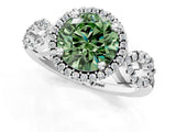 White gold Fancy Green Round Cut Cut Halo Diamond Infinity Band with Four-Prong Setting_1